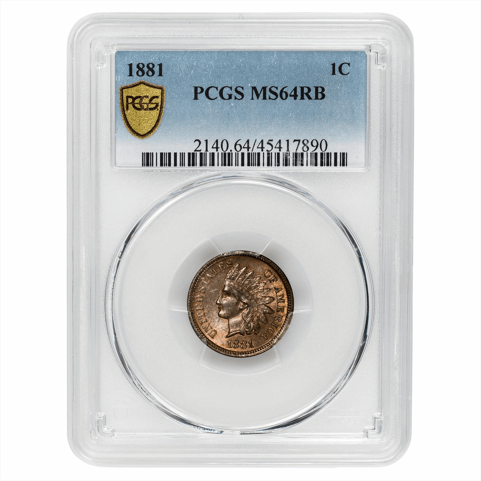 1881 Indian Head Cent 1C PCGS MS 64 RB