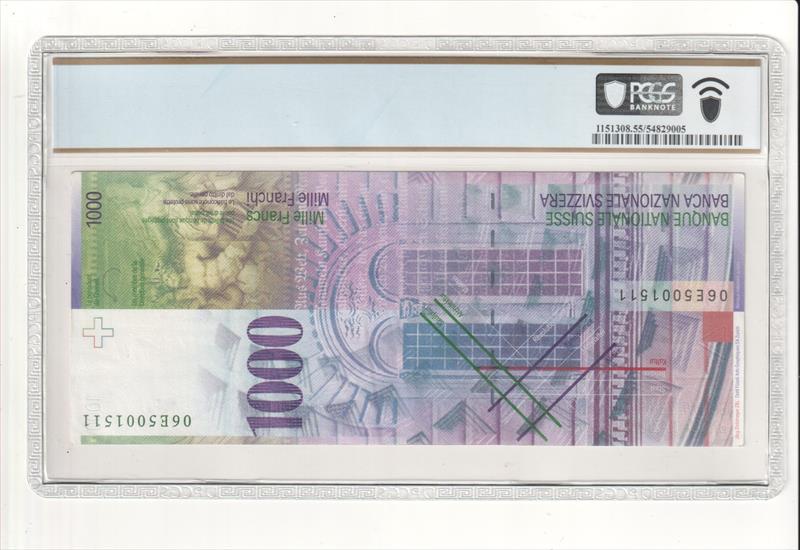 Switzerland Pick #74c (20)06 1000 Franken  PCGS  AU55 PPQ