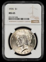 1935 $1 NGC MS65