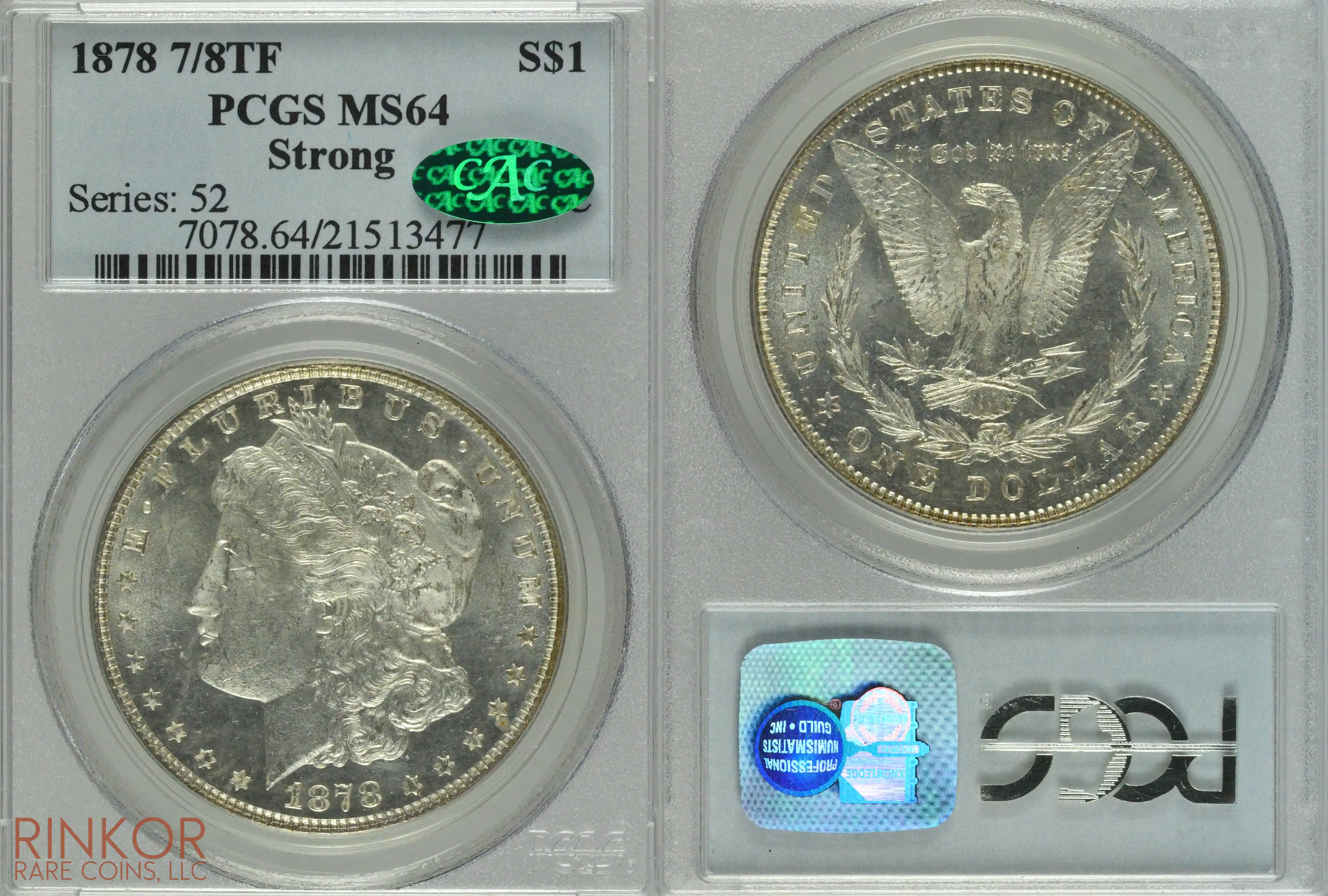1878 7/8TF Strong $1 PCGS MS 64 CAC