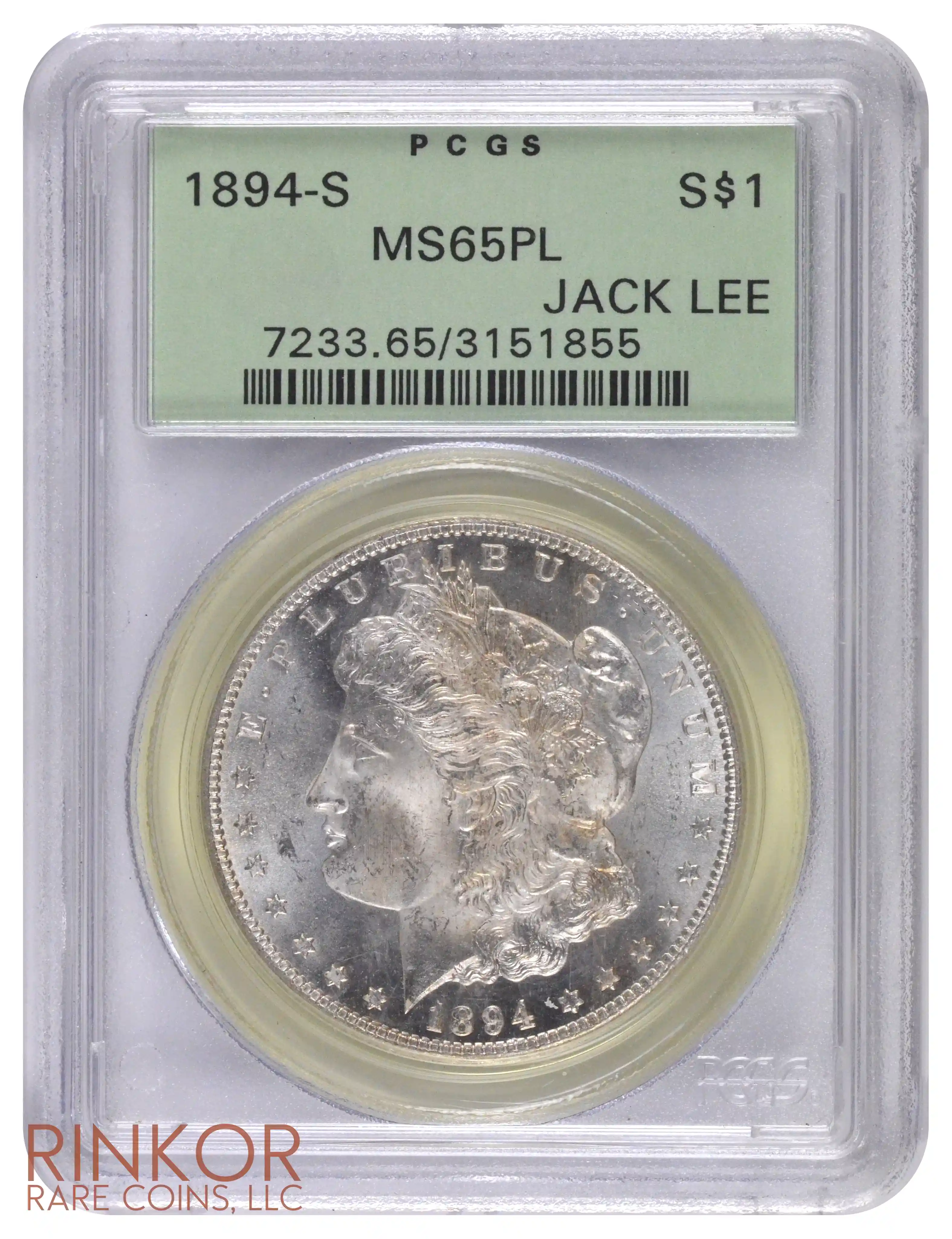 1894-S $1 Jack Lee Pedigree PCGS MS 65 PL