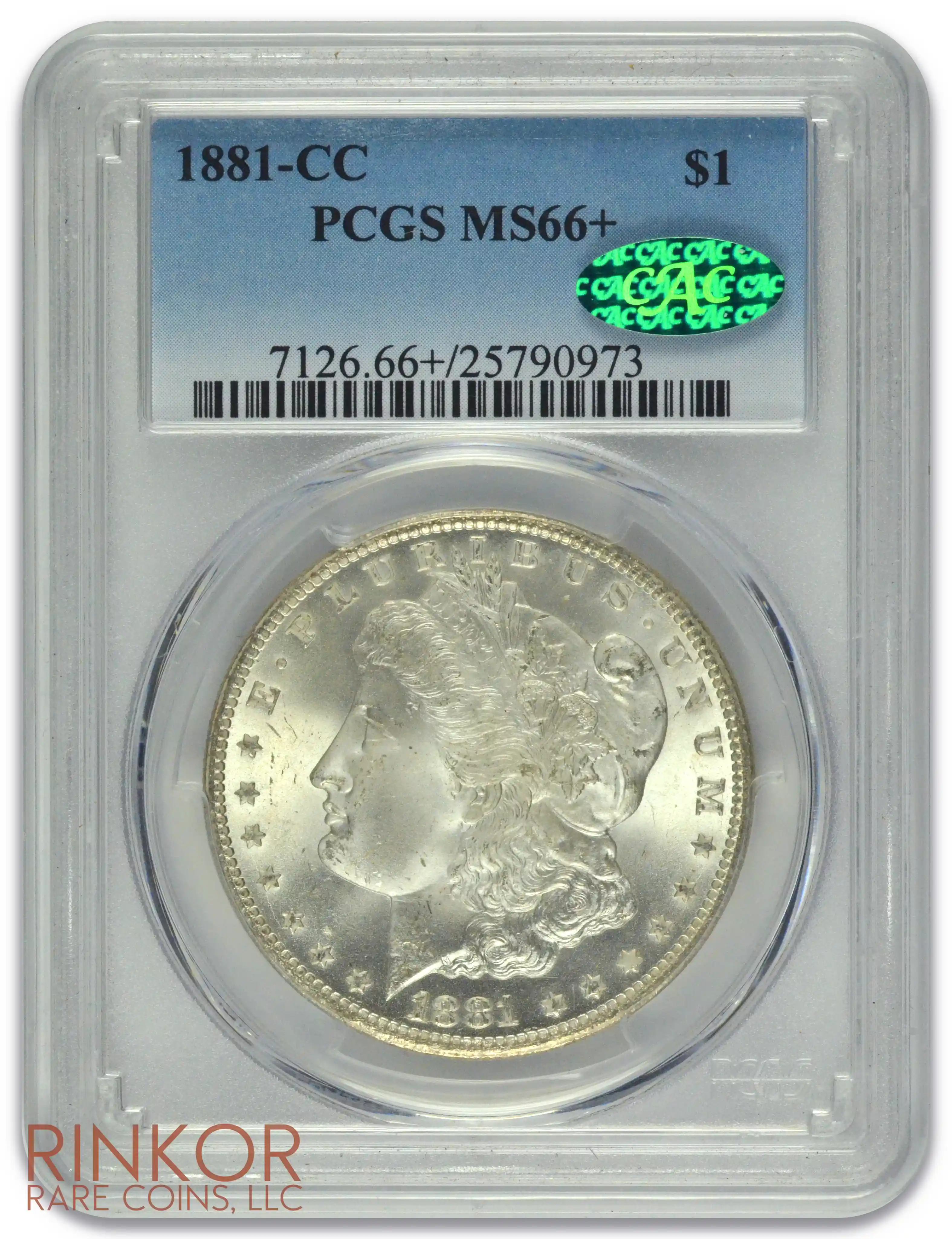 1881-CC $1 PCGS MS 66+ CAC