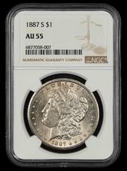 1887 S $1 NGC AU 55