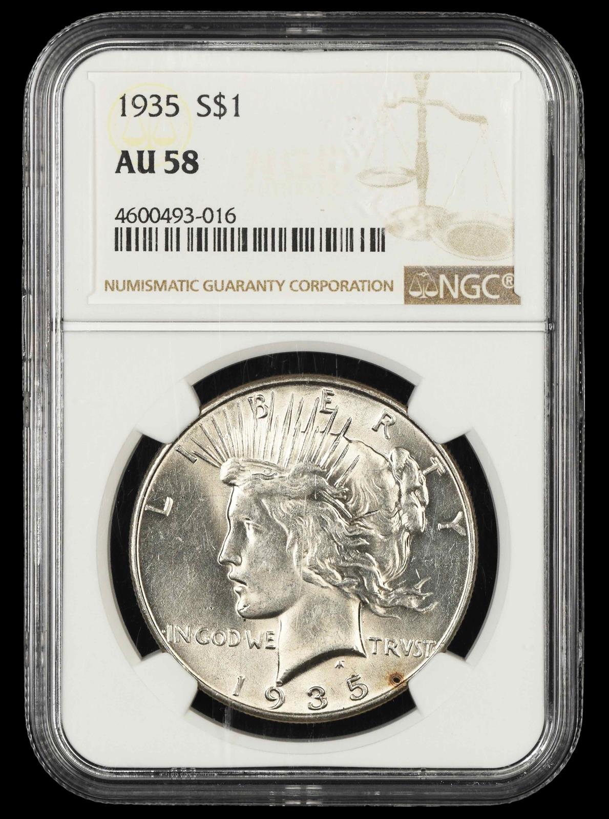 1935 $1 NGC  AU58