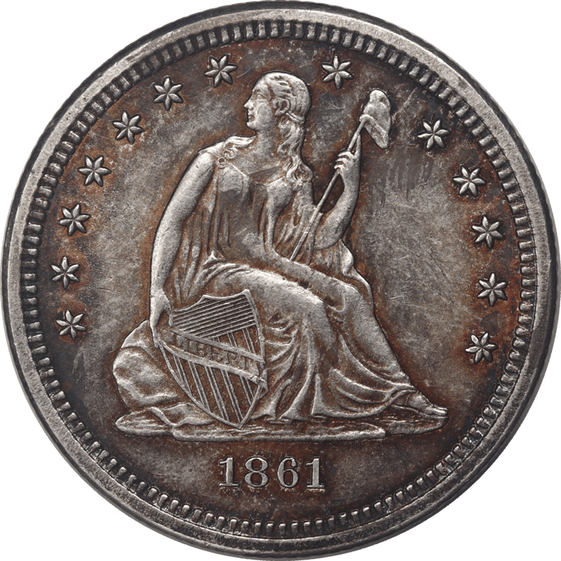 1861 Liberty Seated Quarter 25c Circulated Choice Almost Unc - Nice and Original