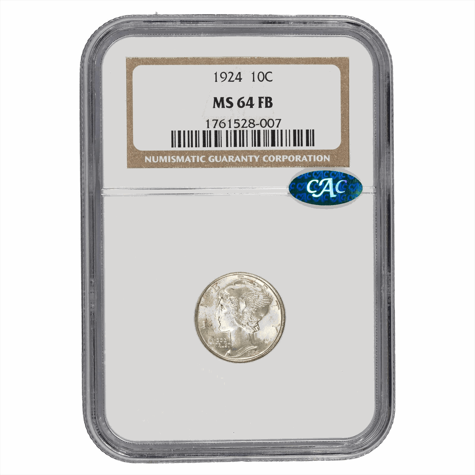 1924 Mercury Dime 10C NGC MS 64 CAC