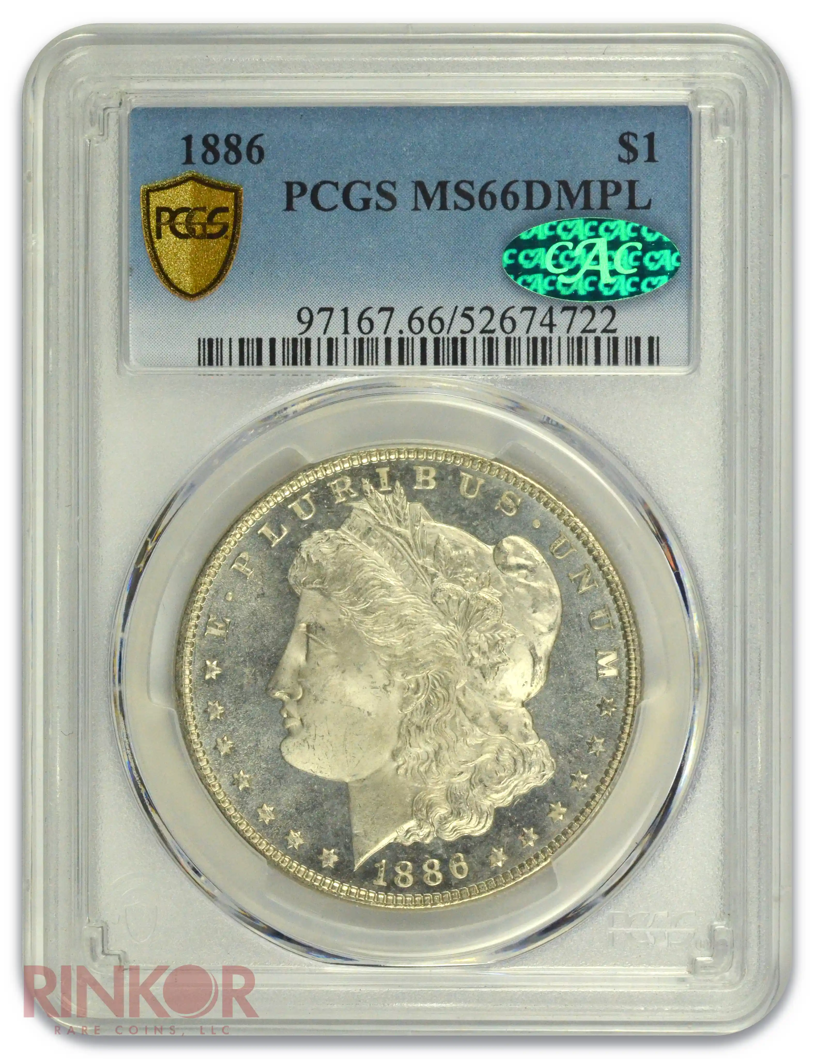 1886 $1 Morgan Dollar PCGS MS 66 DMPL CAC