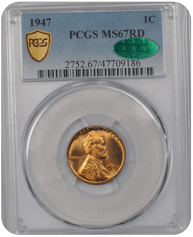 1947 Lincoln PCGS CAC RD 67