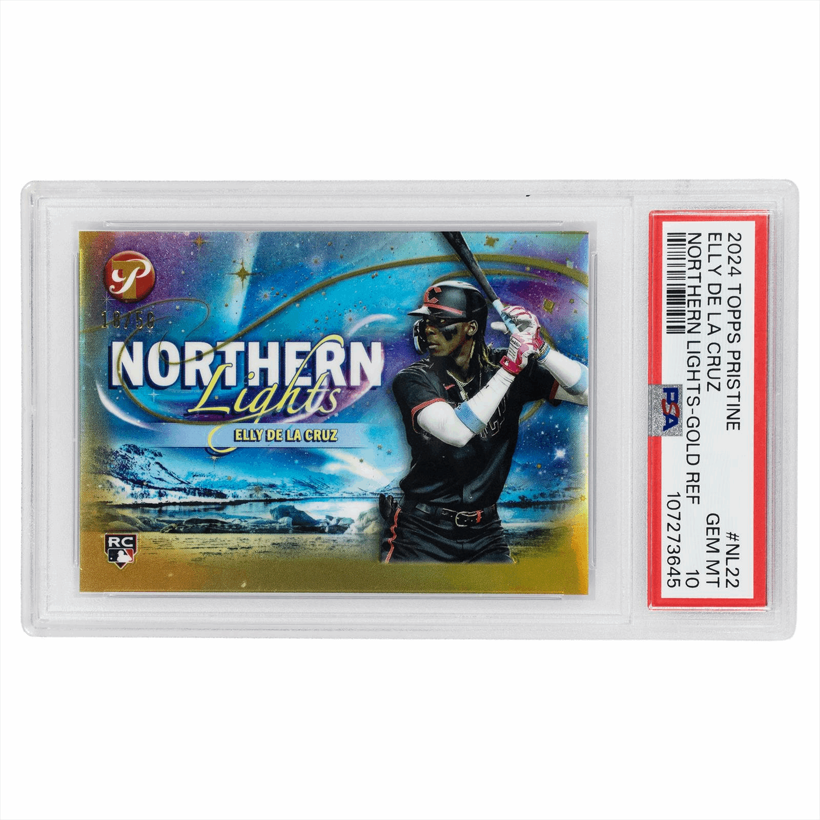 2024 Topps Pristine Northern Lights Elly De La Cruz Gold Ref #NL22 PSA GEM MT 10 Cert #107273645