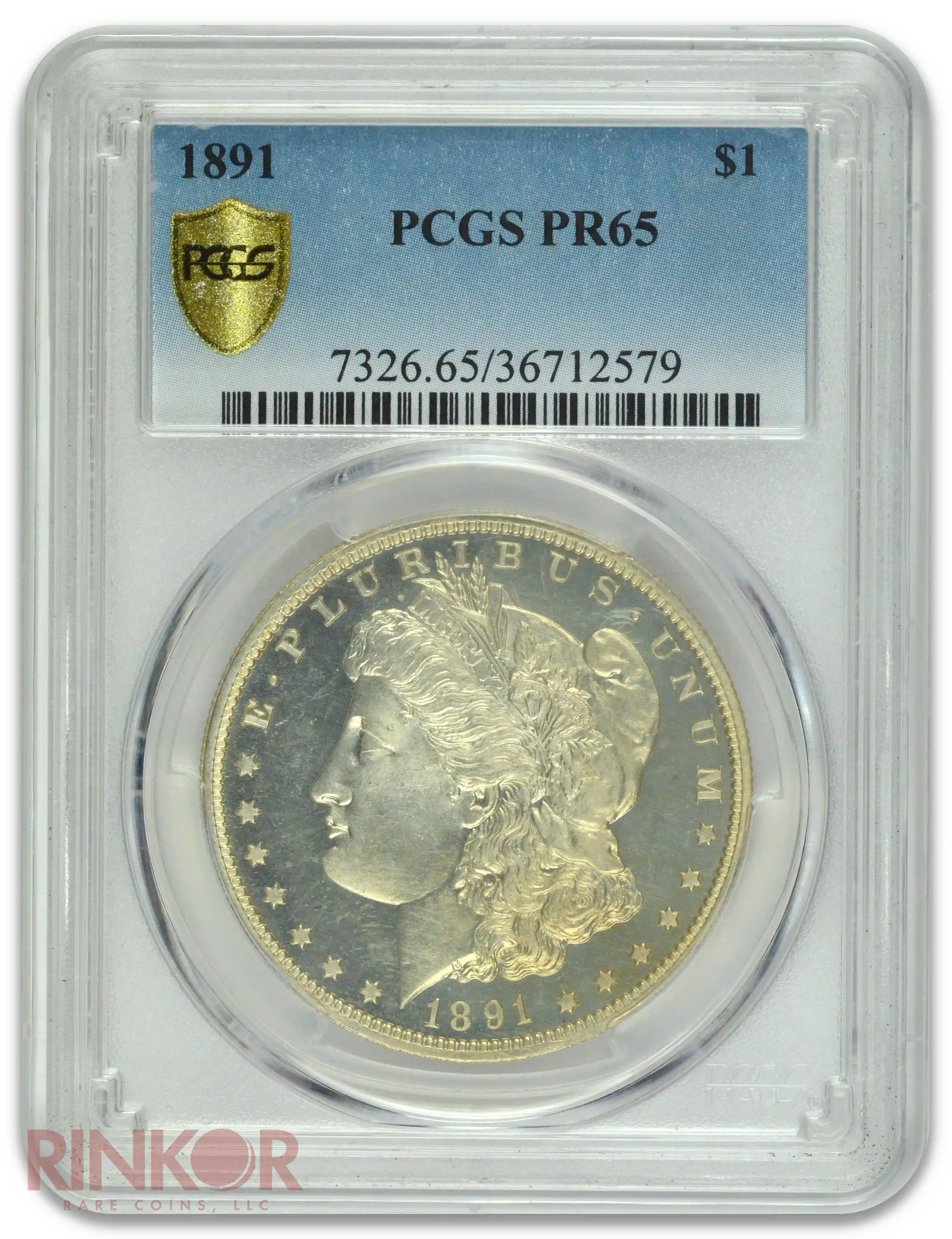 1891 $1 Morgan Dollar PCGS PR 65