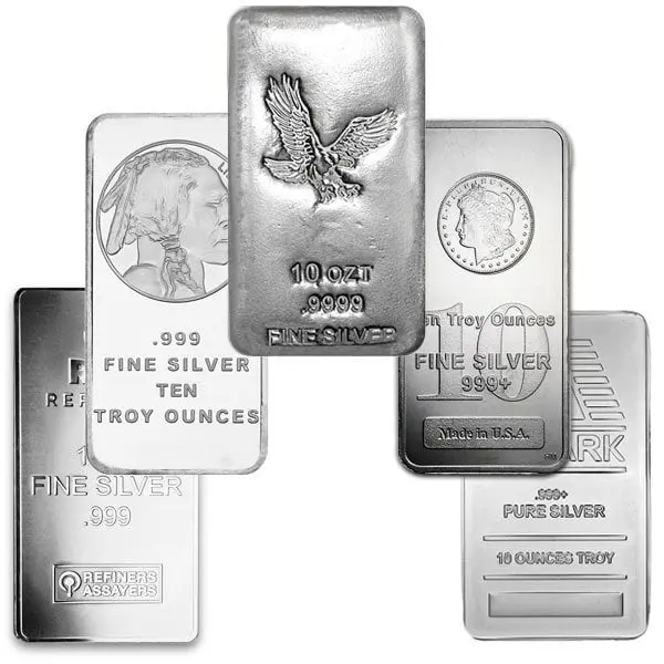 10oz Silver Bar -Assorted Mints and Designs- 