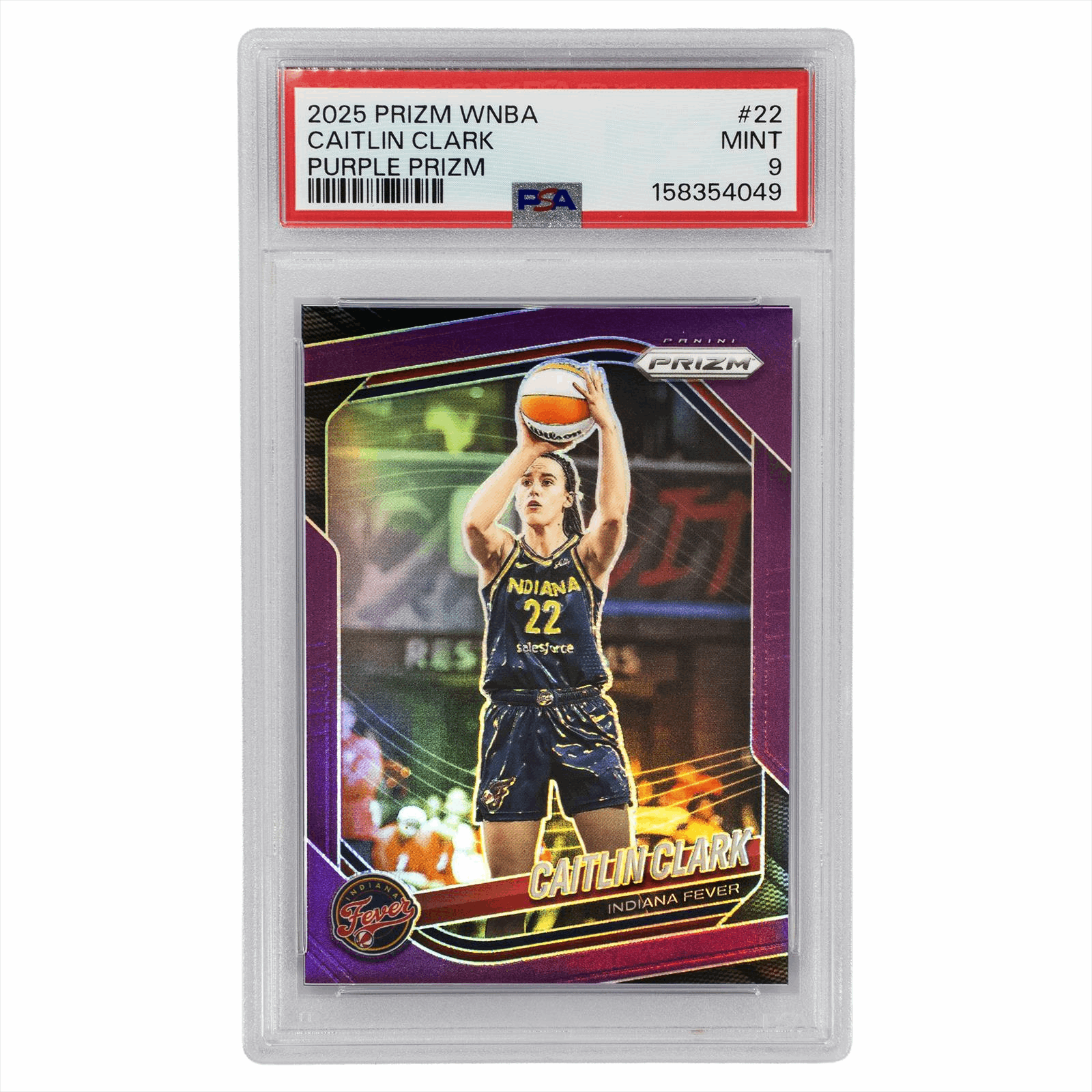 2025 Panini Prizm WNBA Caitlin Clark Purple Prizm #22 PSA MINT 9