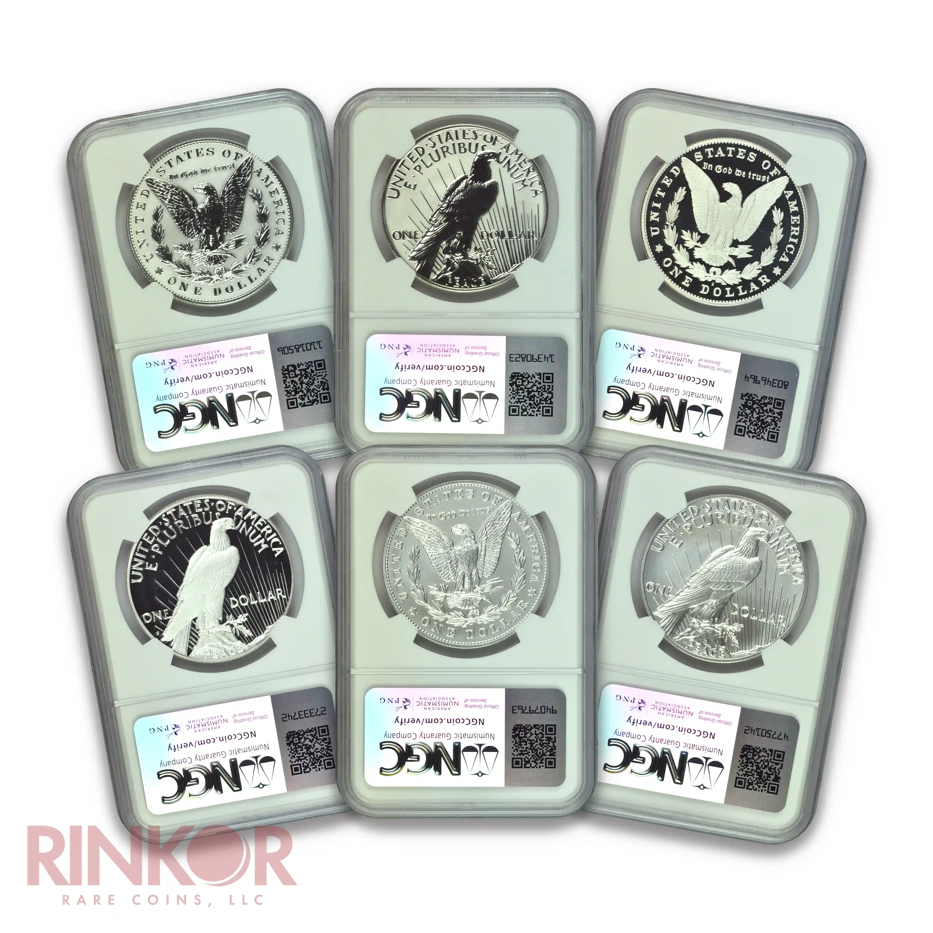 2023 $1 Morgan and Peace Dollar 6-Coin Set Early Releases Ryder Sig NGC MS/PF 70