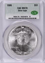 1986 American Silver Eagle CACG MS70 