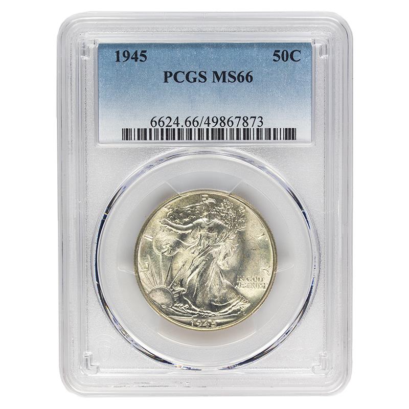 1945 Walking Liberty Half Dollar, 50C PCGS MS 66