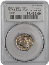 1917-S Buffalo PCGS CAC MS 65+