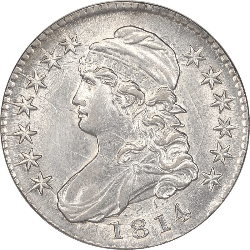 1814 Capped Bust Half Dollar, 50c  Circulated, Choice Almost Uncirculated