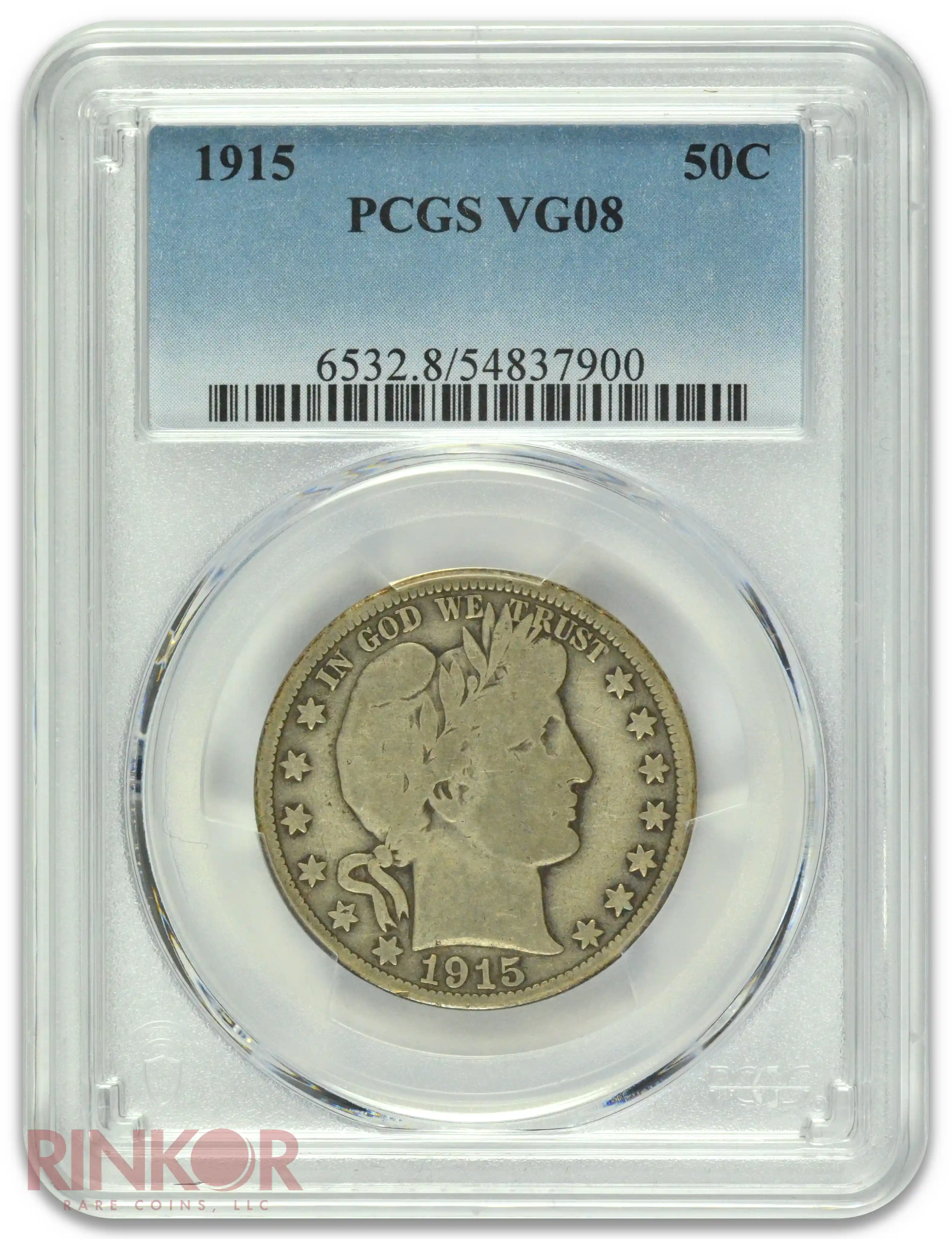 1915 Barber Half Dollar PCGS VG-08