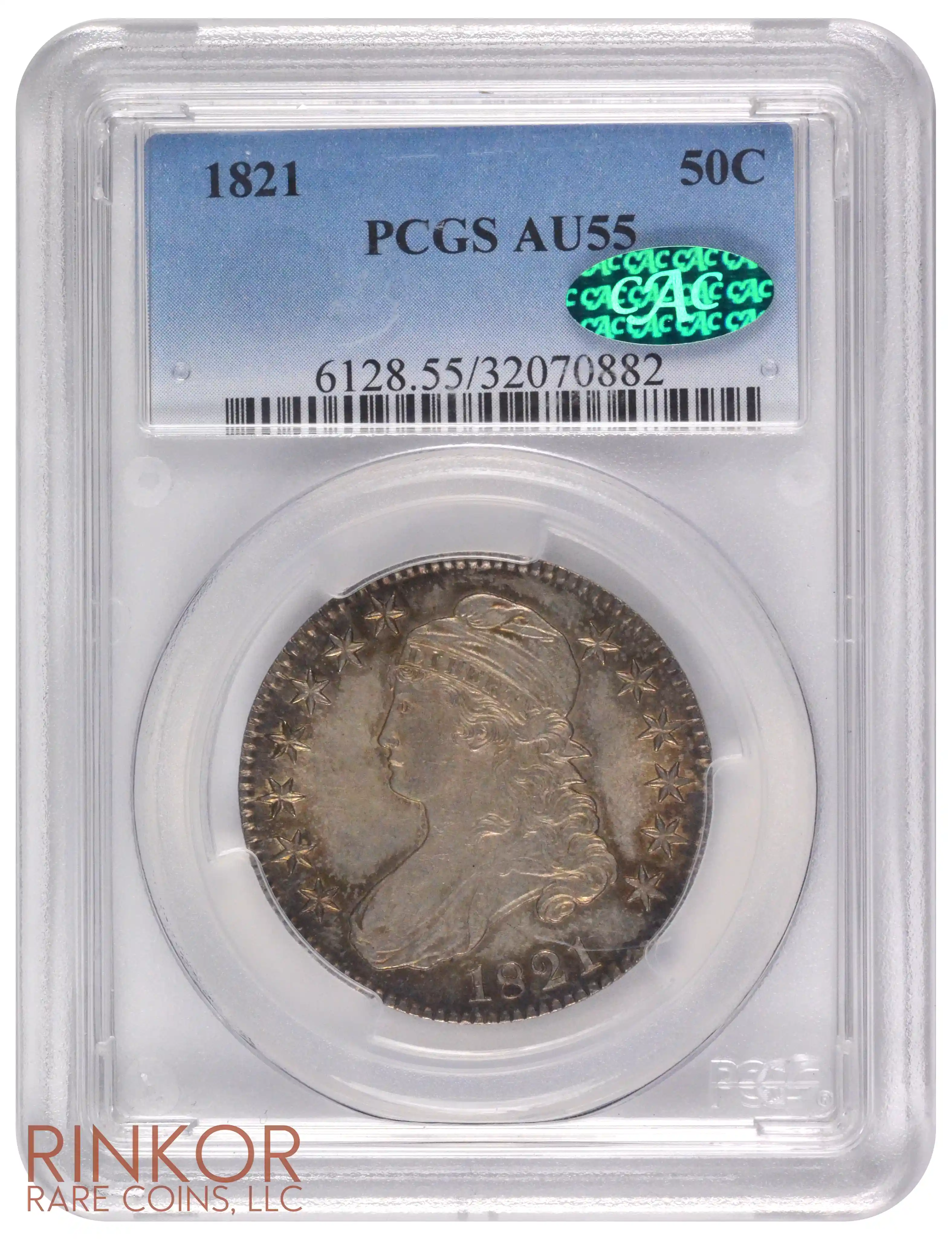 1821 Capped Bust Half Dollar O-104a PCGS AU-55 CAC