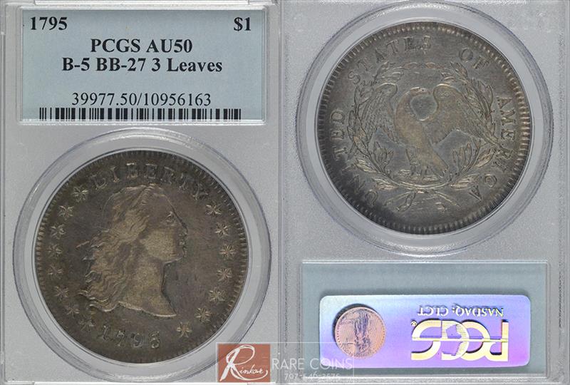 1795 B-5 BB-27 3 Leaves PCGS $1 AU-50