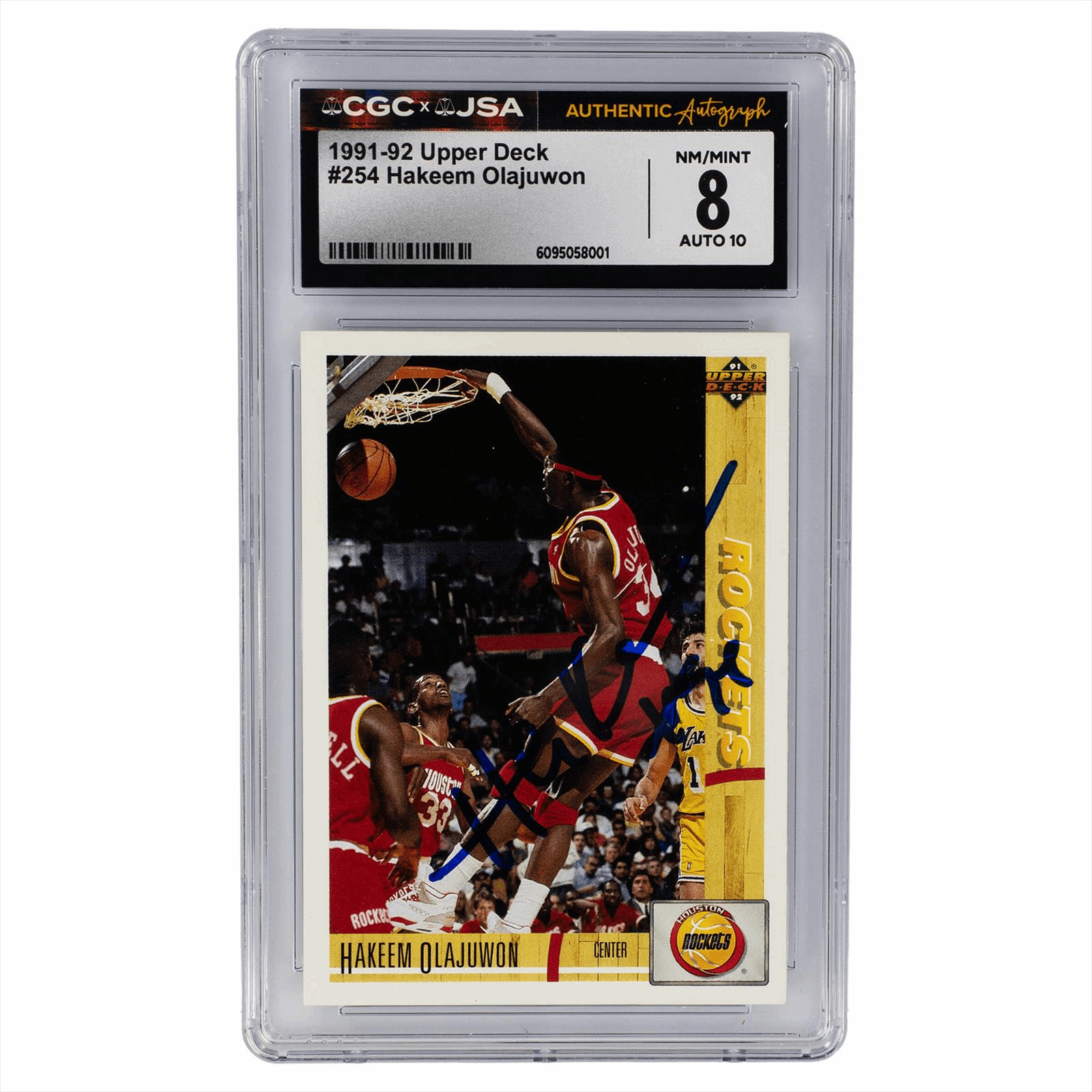 1991-92 Upper Deck Hakeem Olajuwon #254 CGC NM/Mint 8 Auto 10
