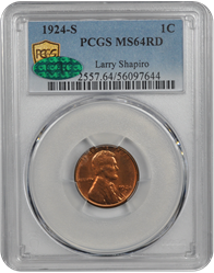 1924-S Lincoln PCGS CAC MS RD 64