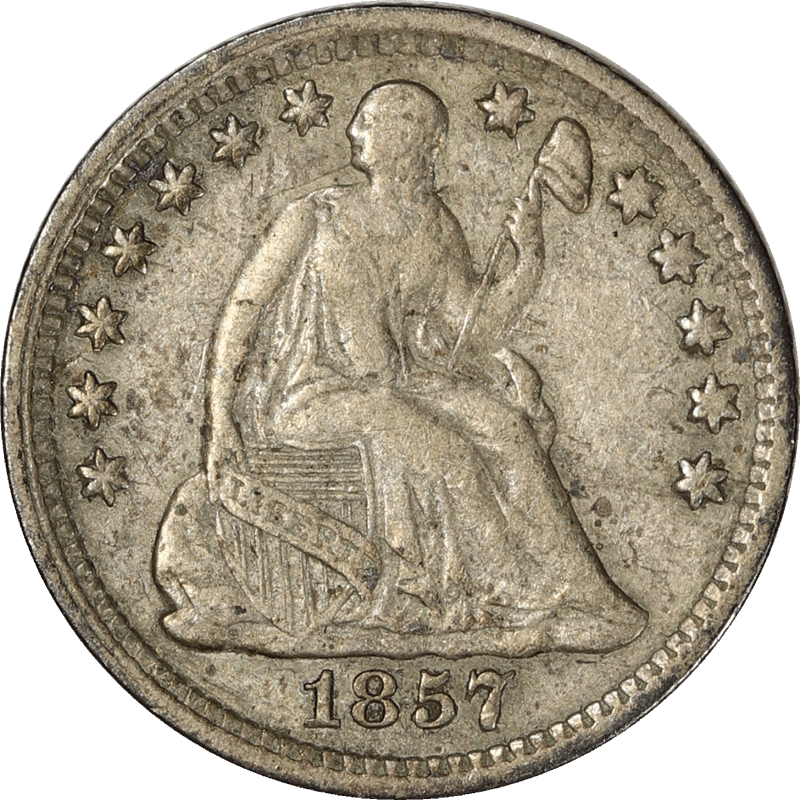 1857 Liberty Seated Half Dime 1/2 10c, Circulated, Very Fine +