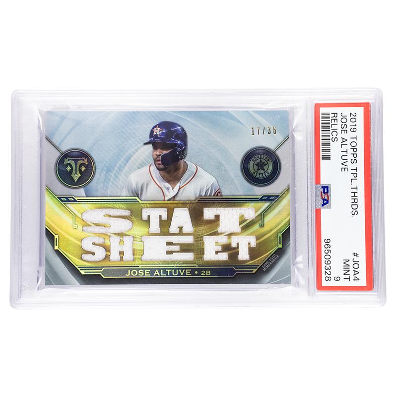 2019 Topps TPL. Thrds. Jose Altuve Relics #JOA4 PSA Mint 9 Cert #96509328