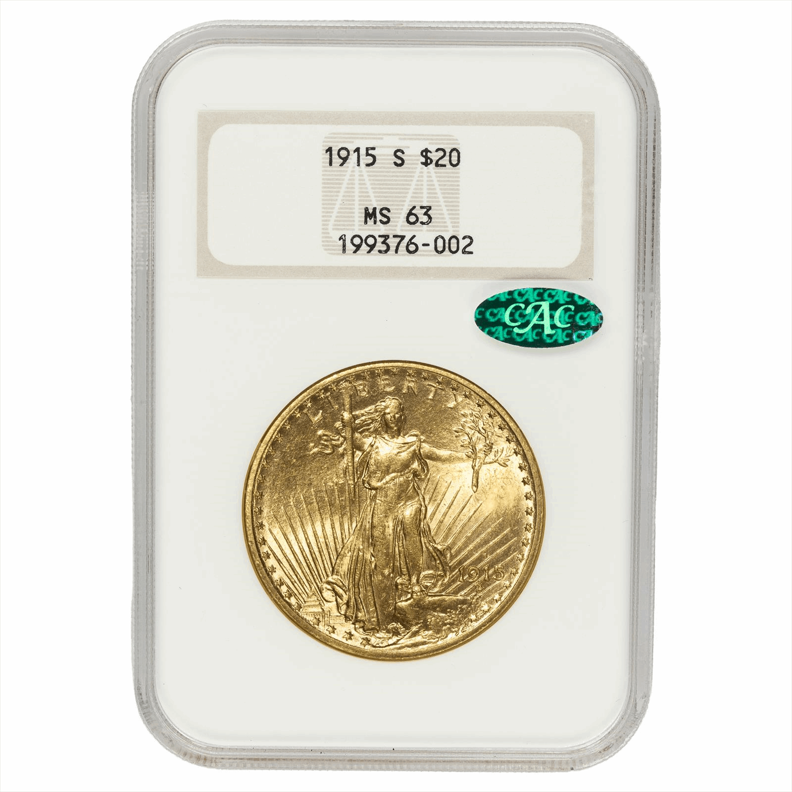 1915-S St. Gaudens Gold Double Eagle $20 NGC MS 63 CAC