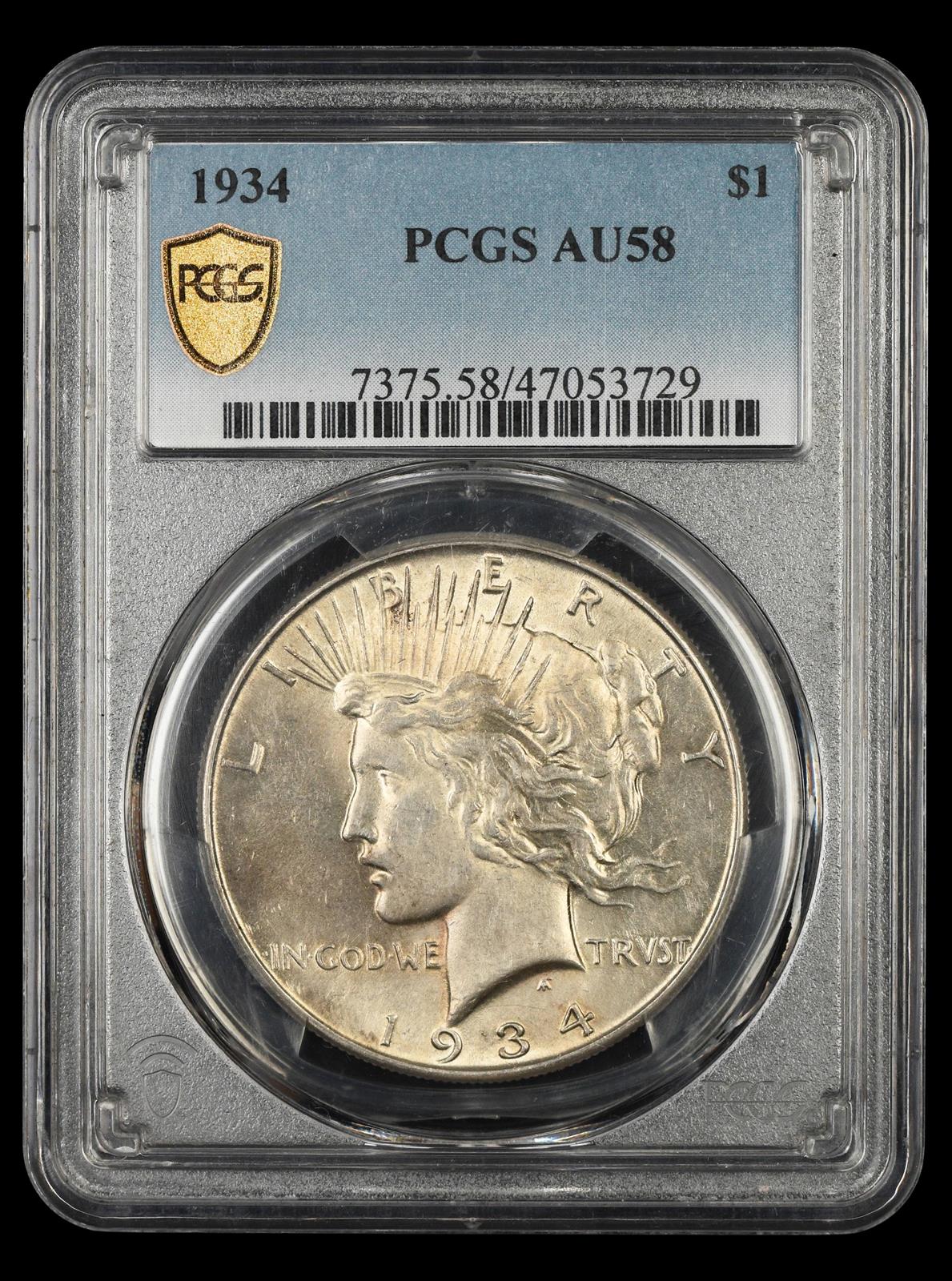 1934 $1 PCGS AU-58