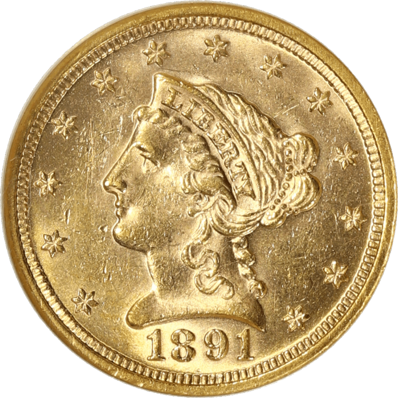 1891 Liberty Head Quarter Eagle $2.5, NGC MS 63 