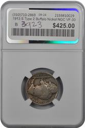 1913 S Type 2 Buffalo Nickel NGC VF-30