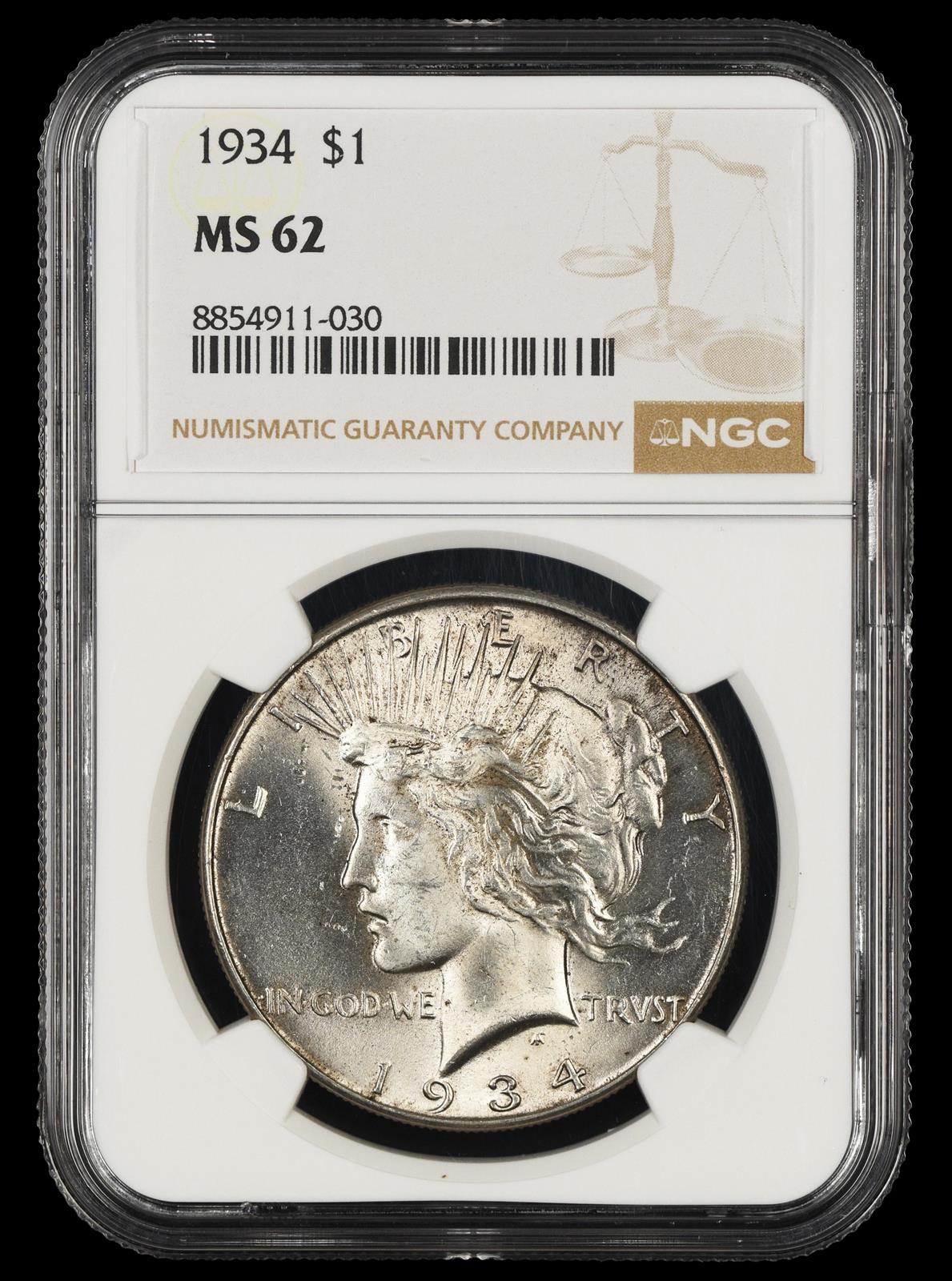 1934 $1 NGC  MS62