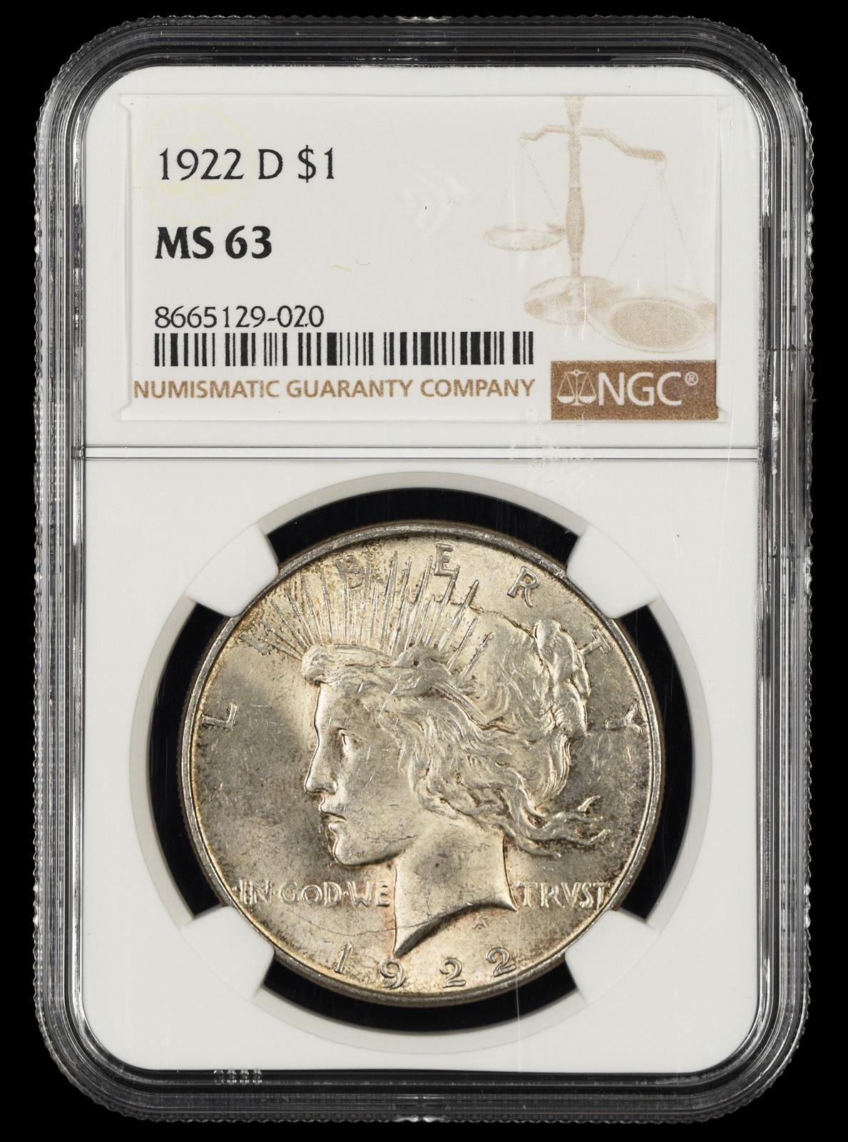 1922 D $1 NGC MS 63