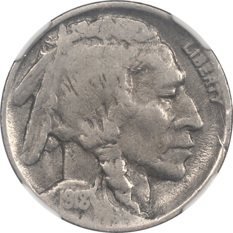 1918/7-D Buffalo Nickel 5c NGC F 15 8 over 7 Overdate - Nice Original Coin