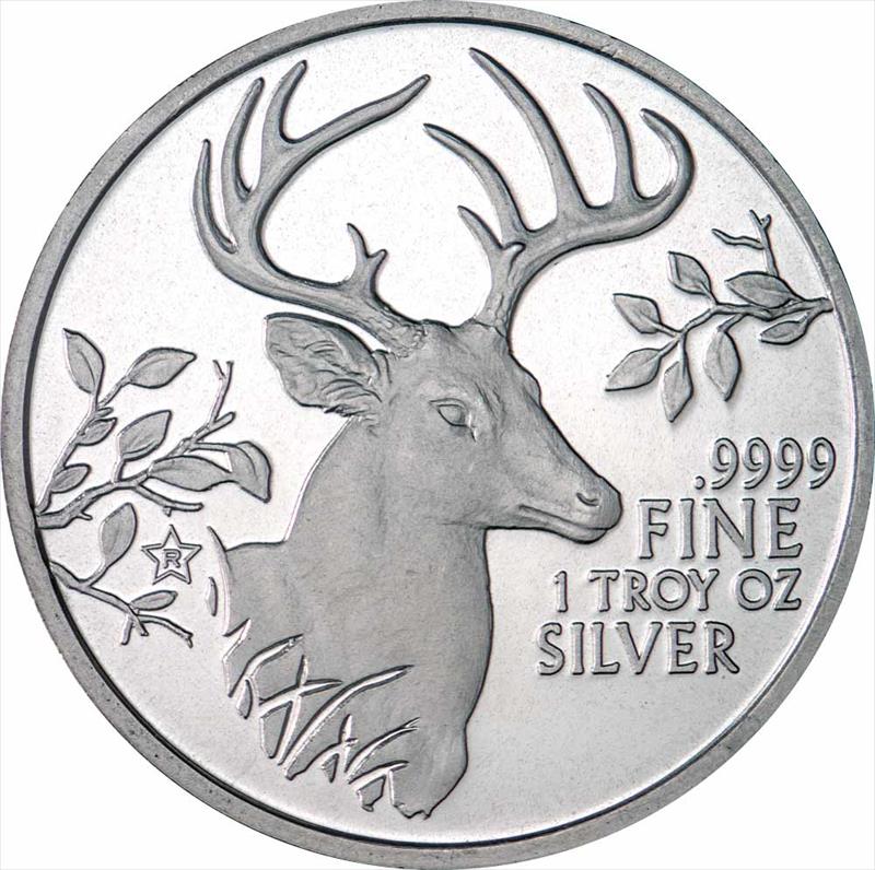 2015 Texas Precious Metals .9999 Fine Silver Whitetail Buck Round 