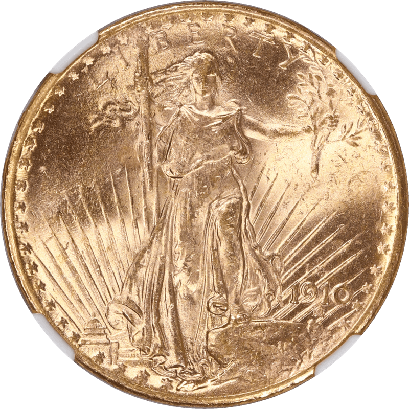 1910-S Saint Gaudens $20 Gold Double Eagle NGC MS 64 - Nice Lustrous Coin