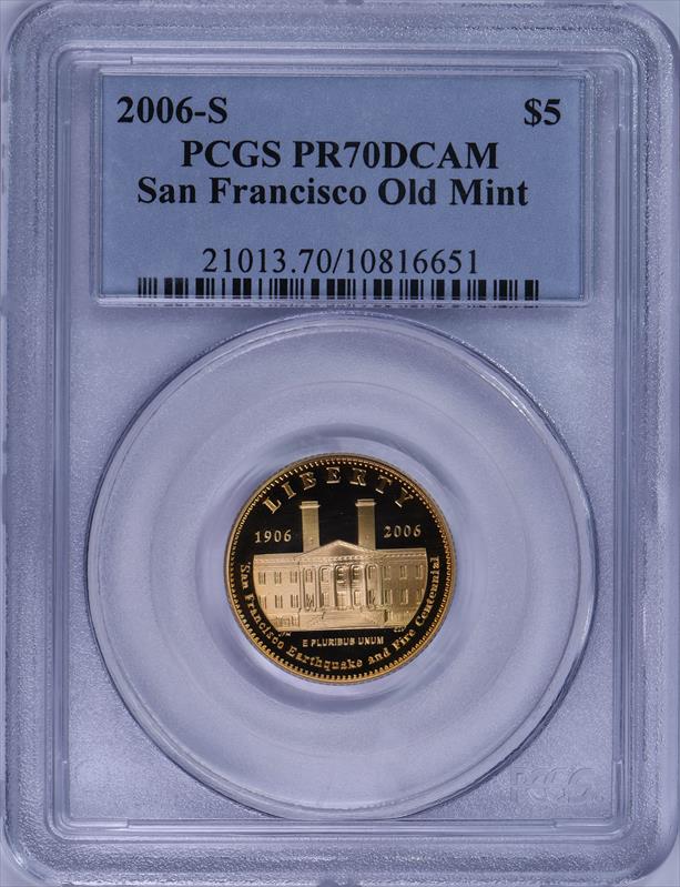 2006-S Proof $5 Gold San Francisco Old Mint Commemorative PCGS PR 70 DCAM