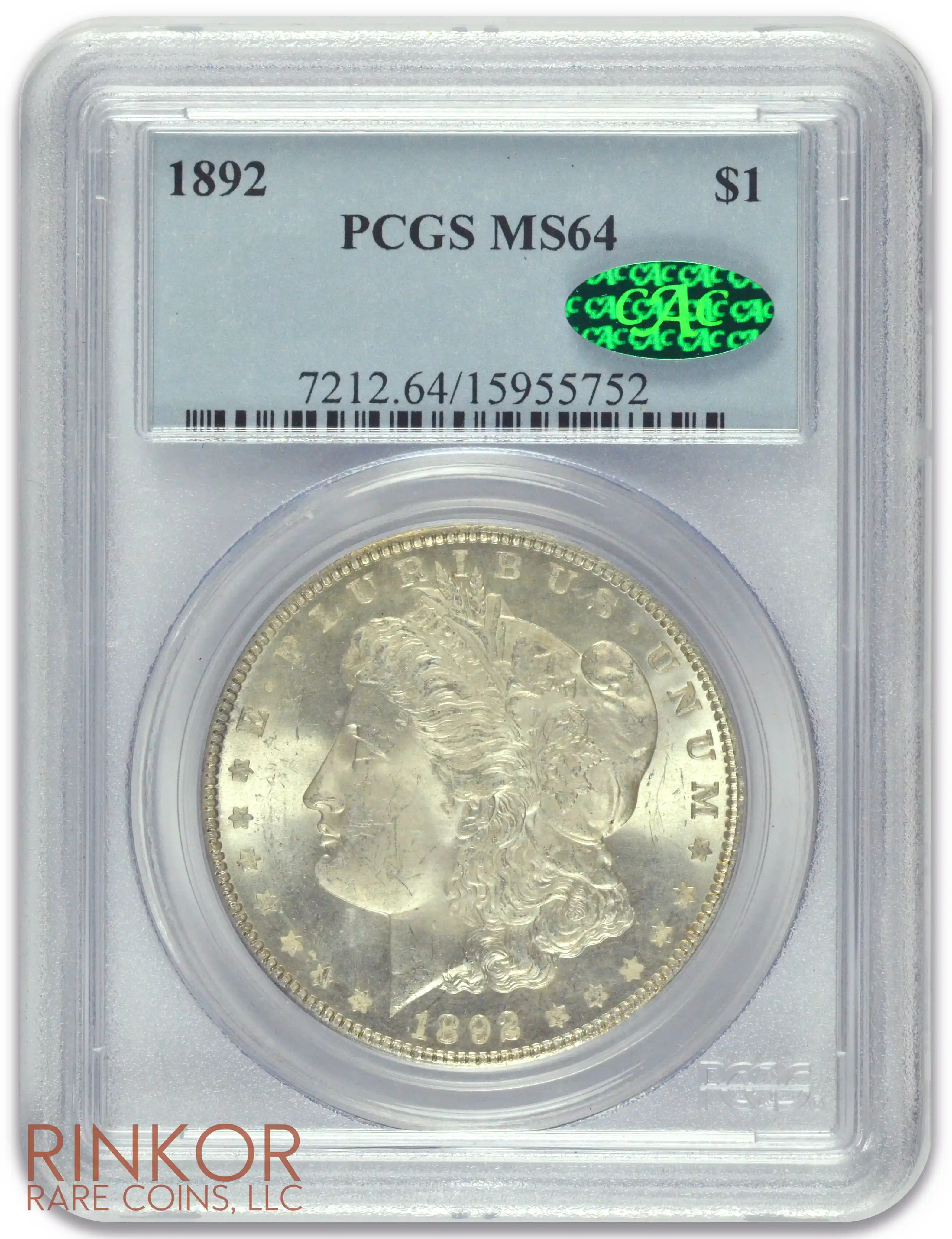 1892 $1 PCGS MS 64 CAC