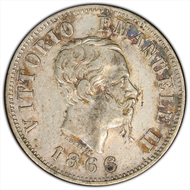 1866 M 50C PCGS AU50 Italy  