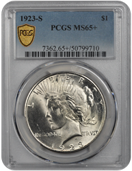 1923-S Peace PCGS MS 65+