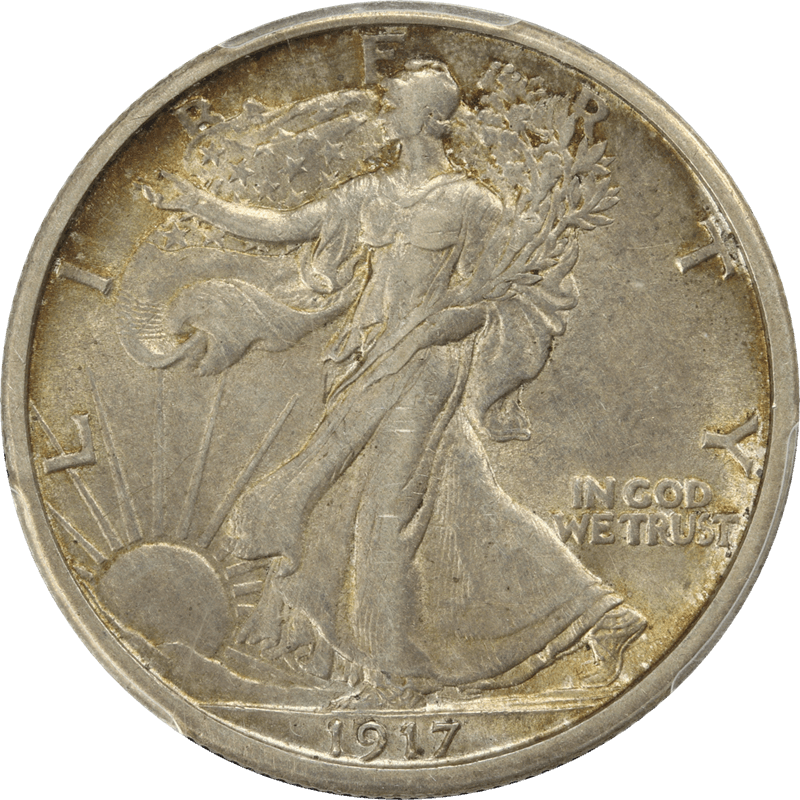 1917-S  Rev Walking Liberty Half Dollar 50c, PCGS AU-55 CAC - Nice Original Coin