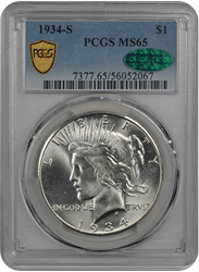 1934-S Peace PCGS CAC MS 65