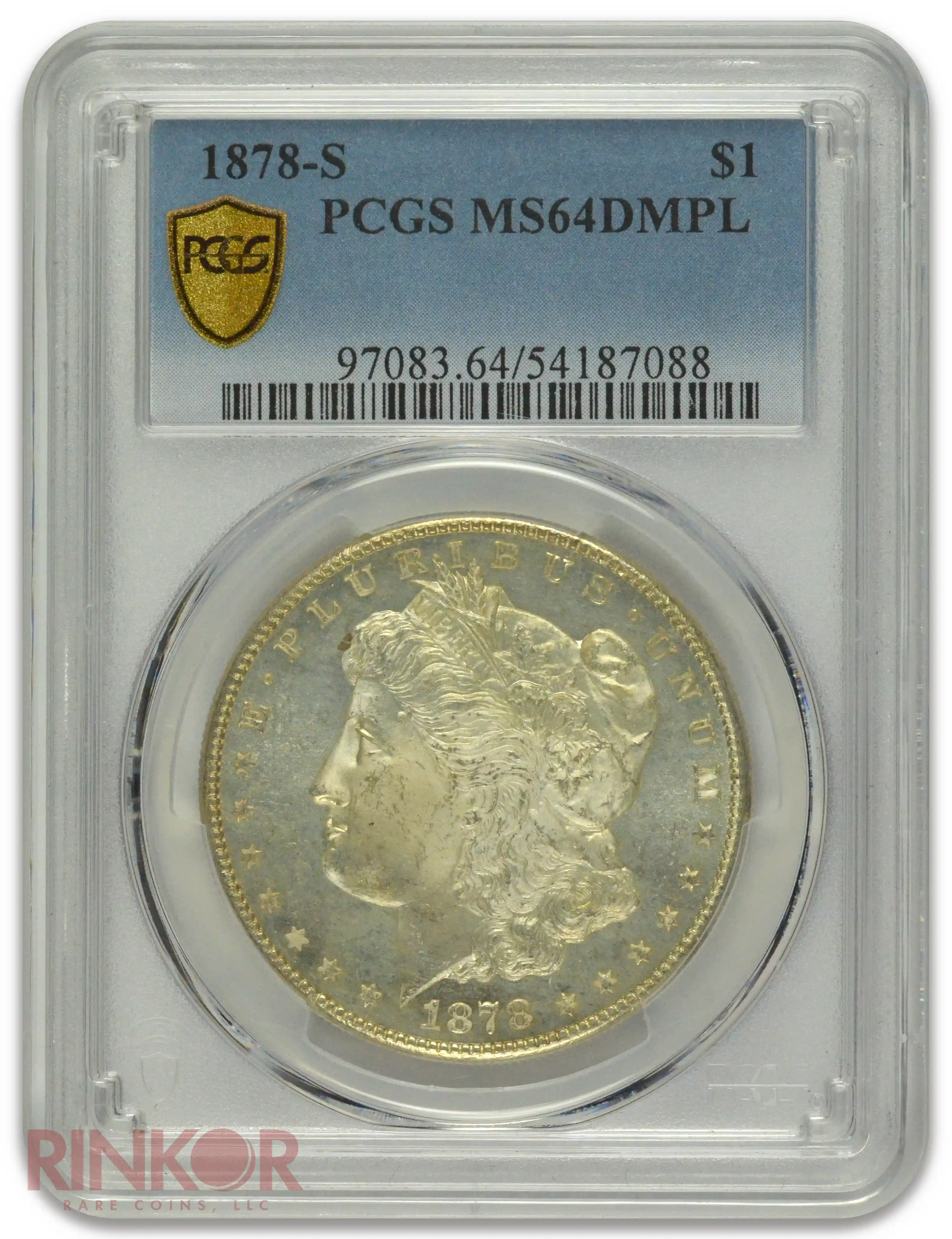 1878-S $1 Morgan Dollar PCGS MS 64 DMPL 