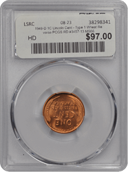 1949-D 1C Lincoln Cent - Type 1 Wheat Reverse PCGS RD #3457-13 MS66