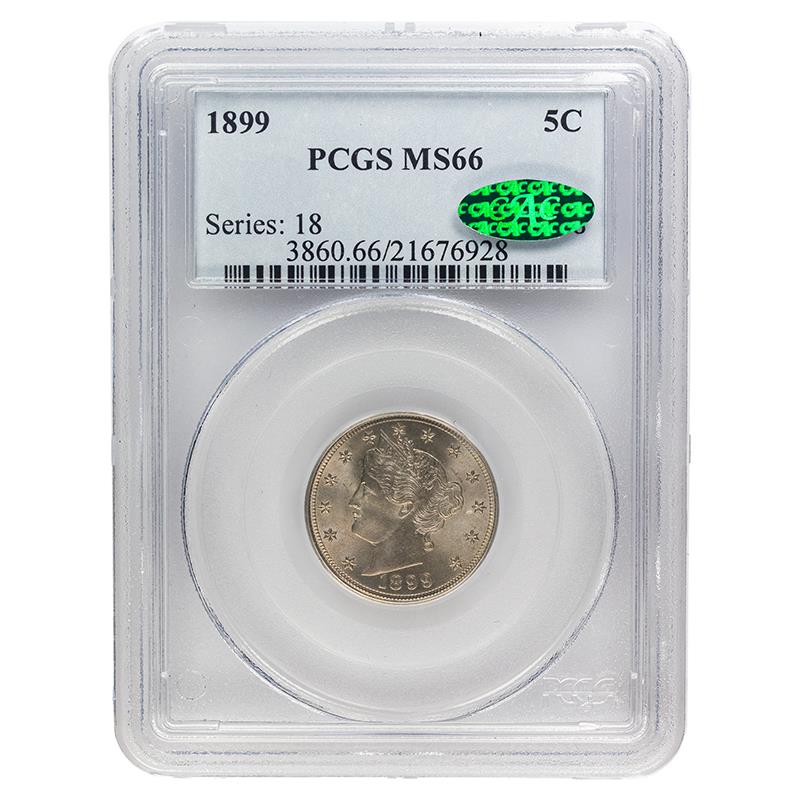 1899 Liberty V Nickel, 5C PCGS  MS 66, CAC Certified