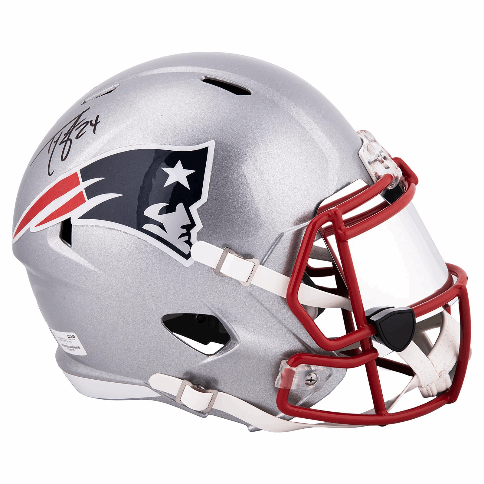 TY LAW SIGNED PATRIOTS FULL SIZE REPLICA HELMET BECKETT CERTIFIED 