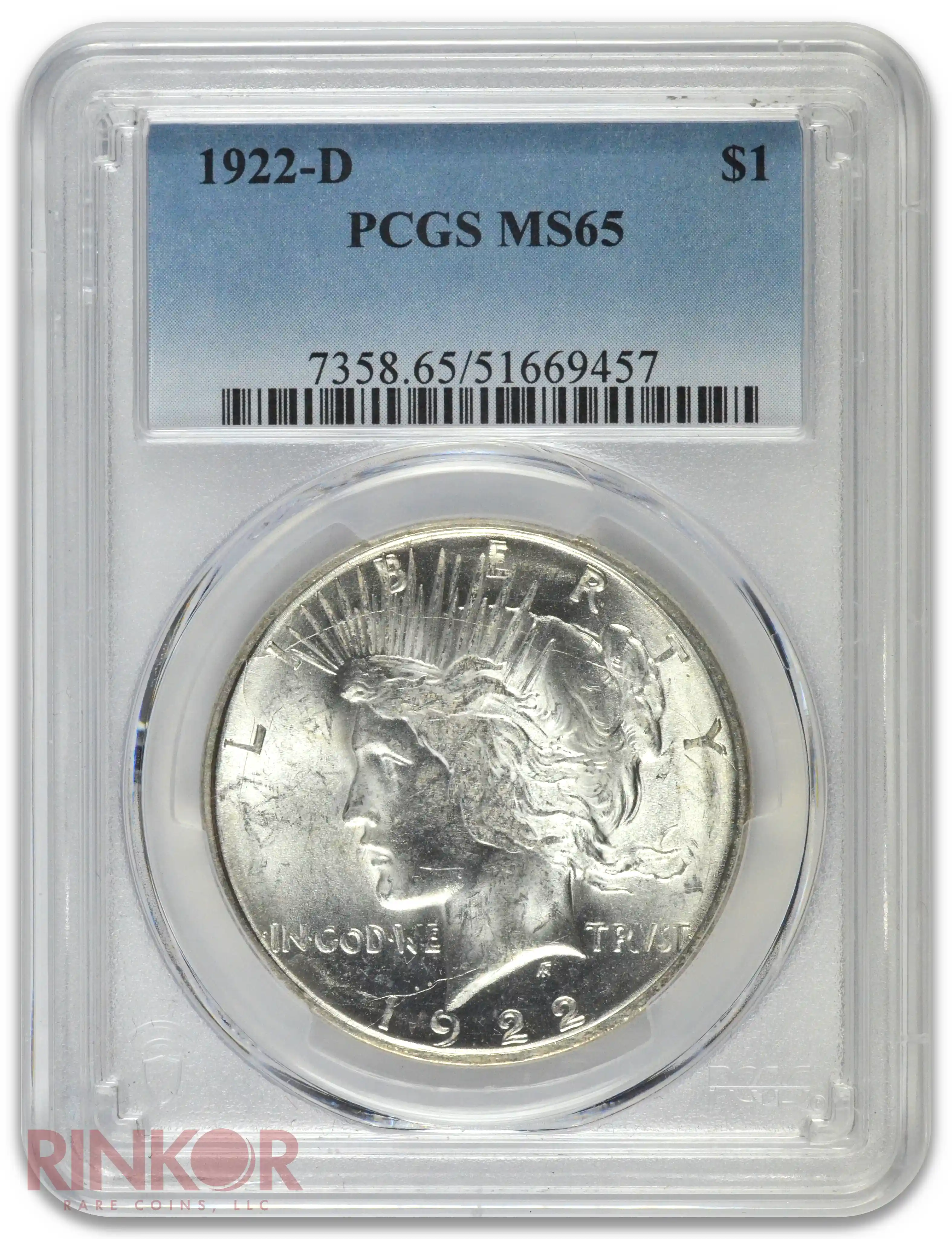 1922-D $1 Peace Dollar PCGS MS 65