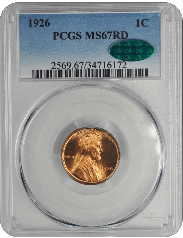 1926 Lincoln PCGS CAC RD 67