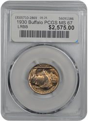 1930 Buffalo PCGS MS 67 
